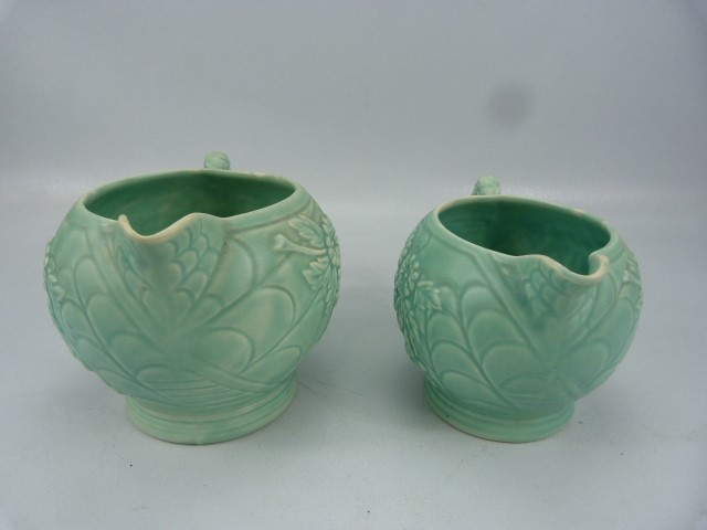 Arthur Woods Mid century pair of graduating turquoise glazed jugs - Image 4 of 5