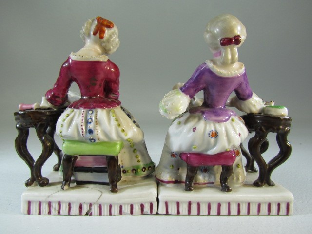 Fairings - a pair of staffordshire seated figures - Image 4 of 5