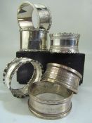 Six Hallmarked silver napkin rings. Approx total weight - 123.9g