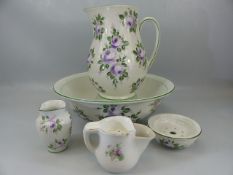 Victorian painted washing set, comprising of wash jug, bowl, shaving mug etc