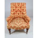 Antique Re-upholstered wingback fireside armchair