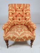 Antique Re-upholstered wingback fireside armchair