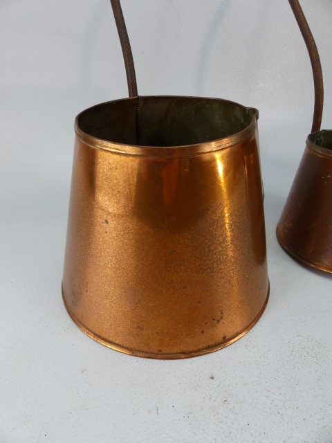 Three Graduating Copper cider measures all stamped with brass plate 'Cider' - Image 2 of 4