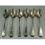 Hallmarked silver set of six Georgian teaspoons - Hallmarked poss for Exeter Mid 19th century.