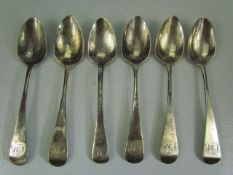 Hallmarked silver set of six Georgian teaspoons - Hallmarked poss for Exeter Mid 19th century.