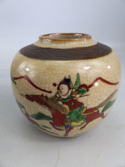 Chinese items to include to vases and a pot: All Crackled glaze with very thin enamel decoration - Image 5 of 6
