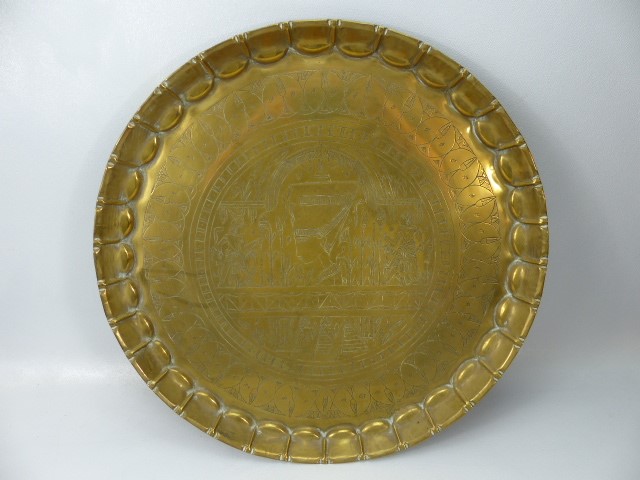 Large brass tray in the Celtic style
