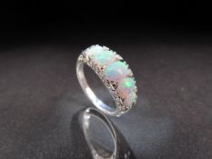 Silver five stone Opal dress ring
