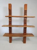 Hardwood shelving unit in a pyramid design