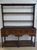 Antique oak welsh dresser with delft plate rack