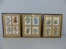 Tunnicliff prints depicting birds. Four pictures in each frame.