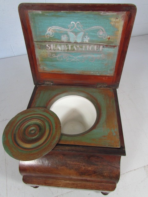 Small upholstered top antique sewing box - Image 7 of 7