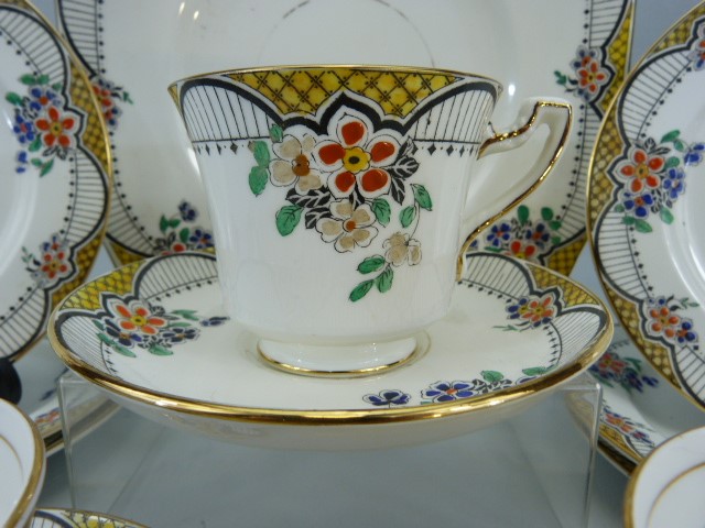 Art Deco Wetley china part tea set marked no 9558. - Image 3 of 4