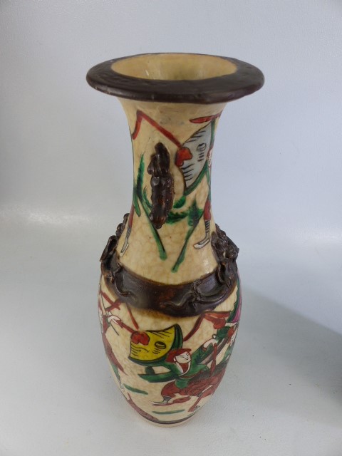 Chinese items to include to vases and a pot: All Crackled glaze with very thin enamel decoration - Image 3 of 6
