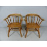 Pair of Captains Chairs in light beech