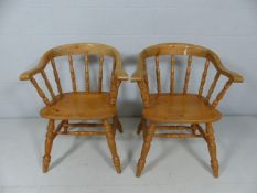 Pair of Captains Chairs in light beech