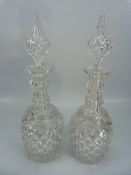 Georgian pair of ornate cut glass decanters