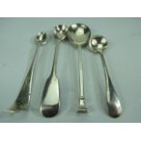 Set of four hallmarked silver spoons 1 A/F. Approx weight 54.9g