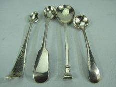 Set of four hallmarked silver spoons 1 A/F. Approx weight 54.9g