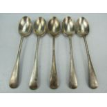 Five hallmarked silver teaspoons Sheffield maker JR (total weight approx 72g)