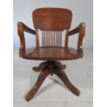 Arts and Crafts Oak Captains swivel chair