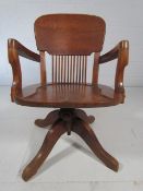 Arts and Crafts Oak Captains swivel chair