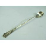 Unusual (un hallmarked) but probably silver Stirring spoon with hammered bowl. 25.5g