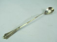 Unusual (un hallmarked) but probably silver Stirring spoon with hammered bowl. 25.5g