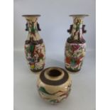 Chinese items to include to vases and a pot: All Crackled glaze with very thin enamel decoration