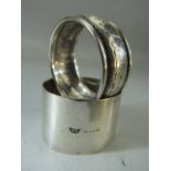 Two silver hallmarked napkin rings