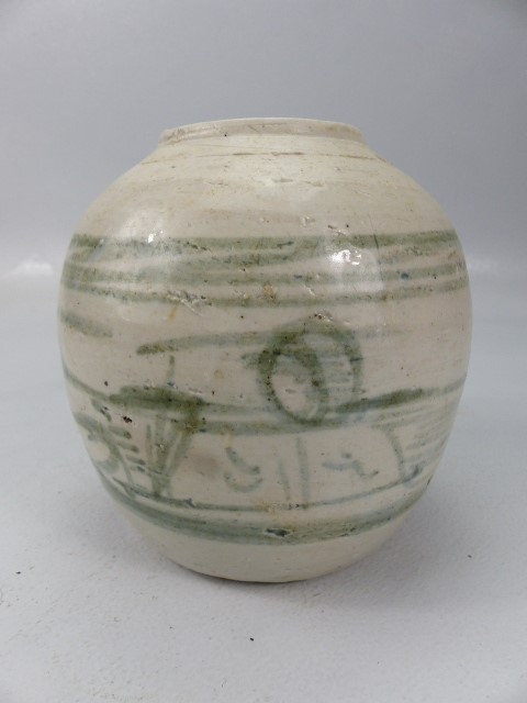 Blue and White oriental ginger vase with good age. Missing Cover and marked to base - Image 2 of 6