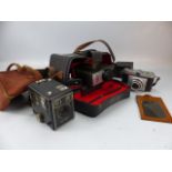 Selection of Vintage cameras to include Kodak Brownies and Kohka etc