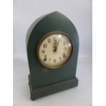 Ingraham, Bristol USA mantle clock, painted arched front. with hand painted dial.