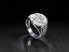 Silver (925) Gents Masonic ring with inscription