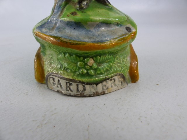 Staffordshire early 19th century figure titled 'Gardners' of a lady surrounded by Bocage. The - Image 6 of 7
