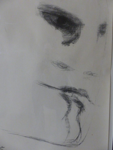 DAME ELISABETH FRINK (1930-1993) 'Head', 1965. Signed and dated 1965. Charcoal. Approx 76cm x - Image 2 of 7