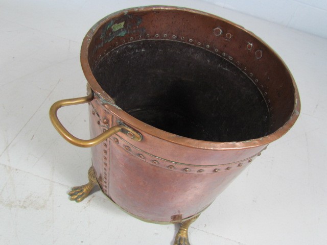 Antique copper coal scuttle with spade - Image 3 of 3