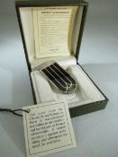 Christofle Paris boxed money clip, silver with black decoration and with original box and paperwork