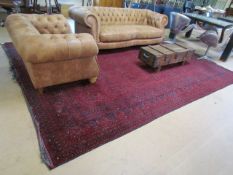 Large all over pattern red ground carpet. 155cm x 112cm