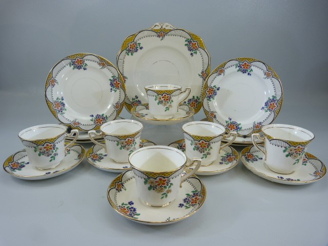 Art Deco Wetley china part tea set marked no 9558.