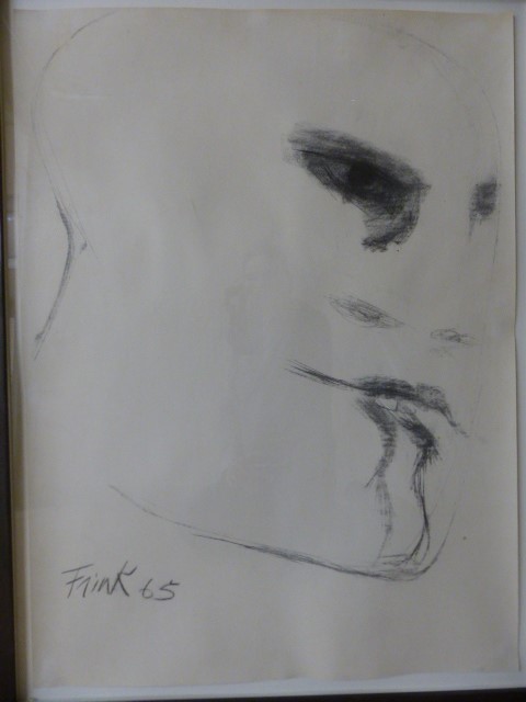 DAME ELISABETH FRINK (1930-1993) 'Head', 1965. Signed and dated 1965. Charcoal. Approx 76cm x - Image 7 of 7