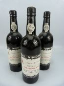 Three Bottles of vintage Port - Vinho do Porto, Quinta do Sibio 1963 Vintage Port