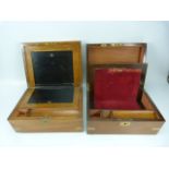 Two antique Rosewood writing slopes with brass inlaid and corners