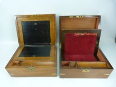 Two antique Rosewood writing slopes with brass inlaid and corners