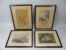 Set of four chinese watercolours with inscriptions