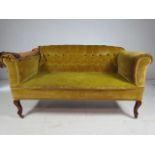 Edwardian Button backed sofa in green upholstery