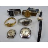 Collection of seven vintage watches to include Nivada, Kienzle, Timex etc