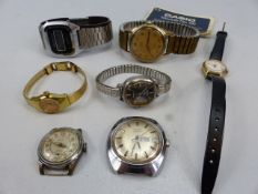 Collection of seven vintage watches to include Nivada, Kienzle, Timex etc
