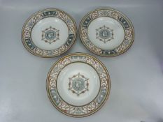 Minton - Three antique plates c.19th century. 'Clare'
