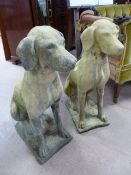 Pair of large Concrete dogs ornaments (one A/F) approx 70cm tall